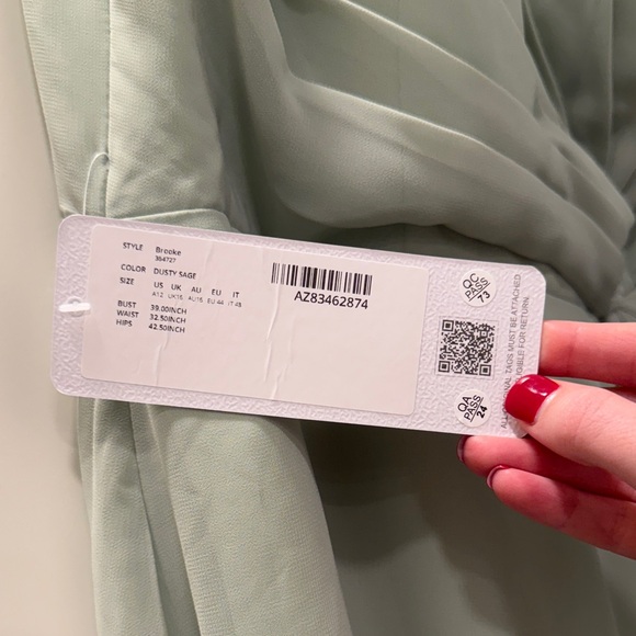 Azazie One-Shoulder Dress in Soft Green - Picture 6 of 12